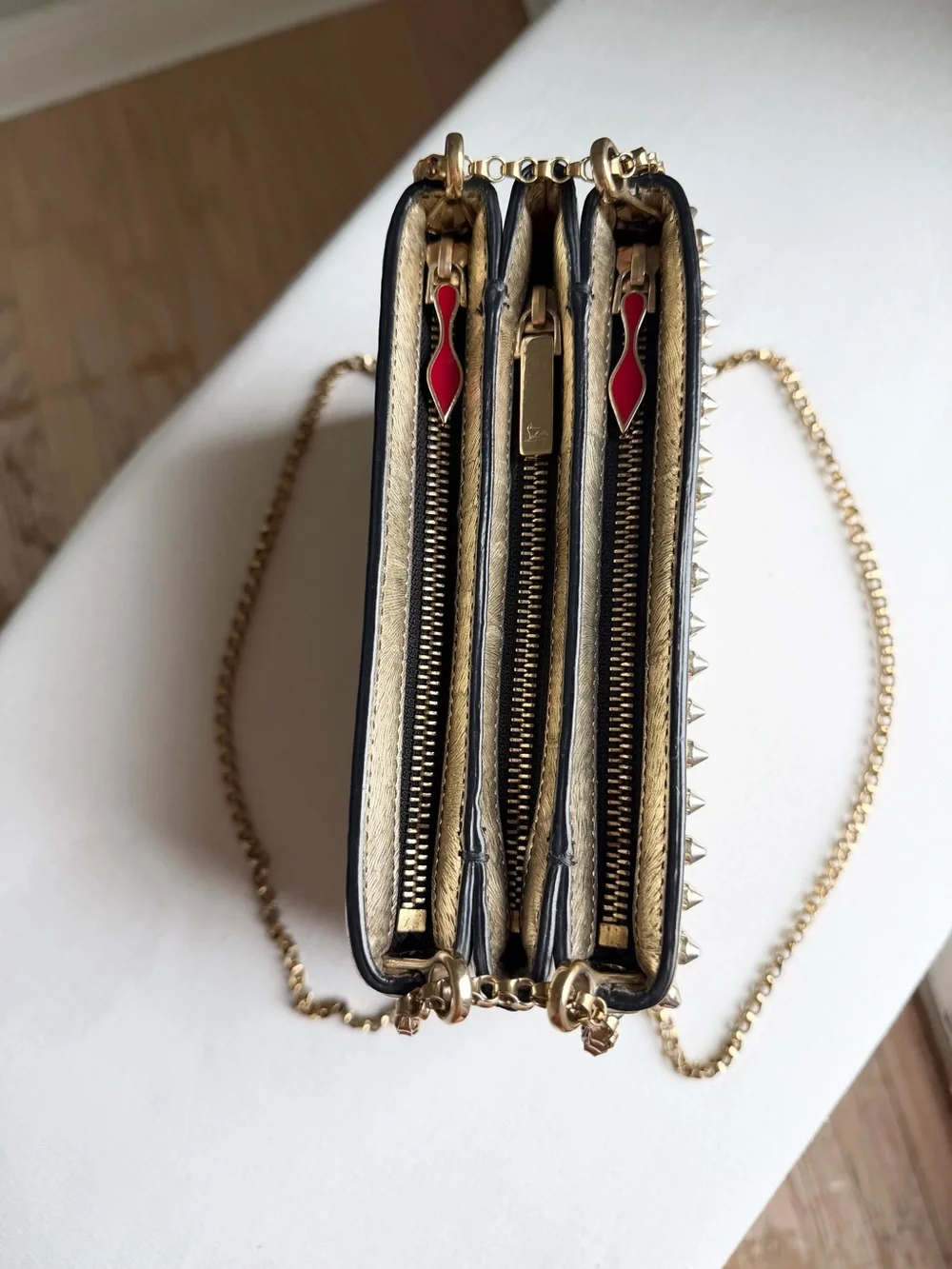 Christian Louboutin Metallic Gold Studded Crossbody